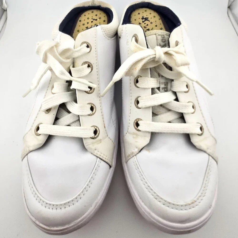 Keds White Leather Backless Mule Sneakers Women’s Size 8.5 Lace Up
